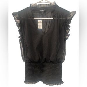 Express Black V-Neck Blouse, Size XS, NWT
